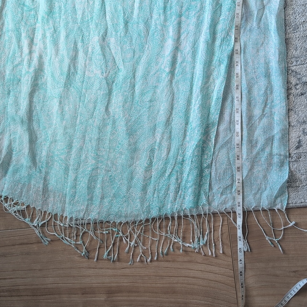 Light Aqua Paisley Shawl Scarf - Picture 6 of 8